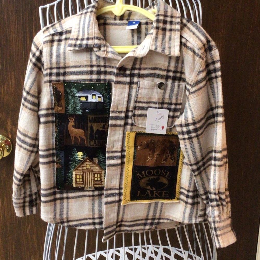 Plaid Kids Shirt with Moose Lake Patch